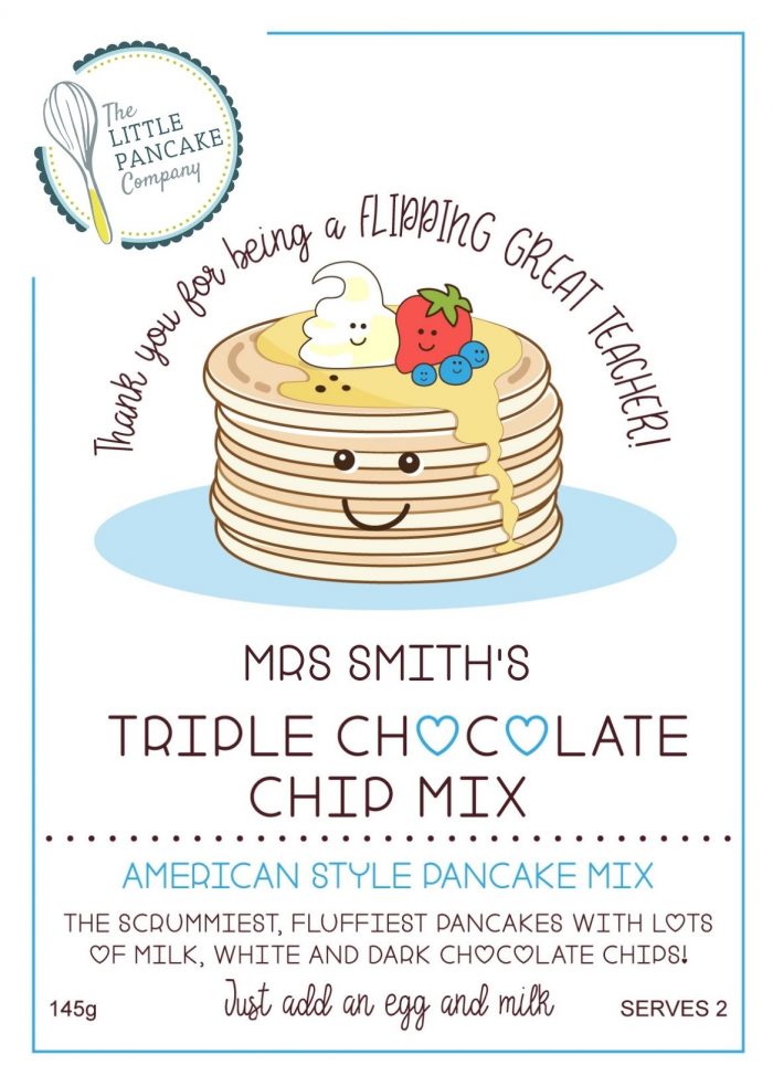 personalised teacher pancake mix label