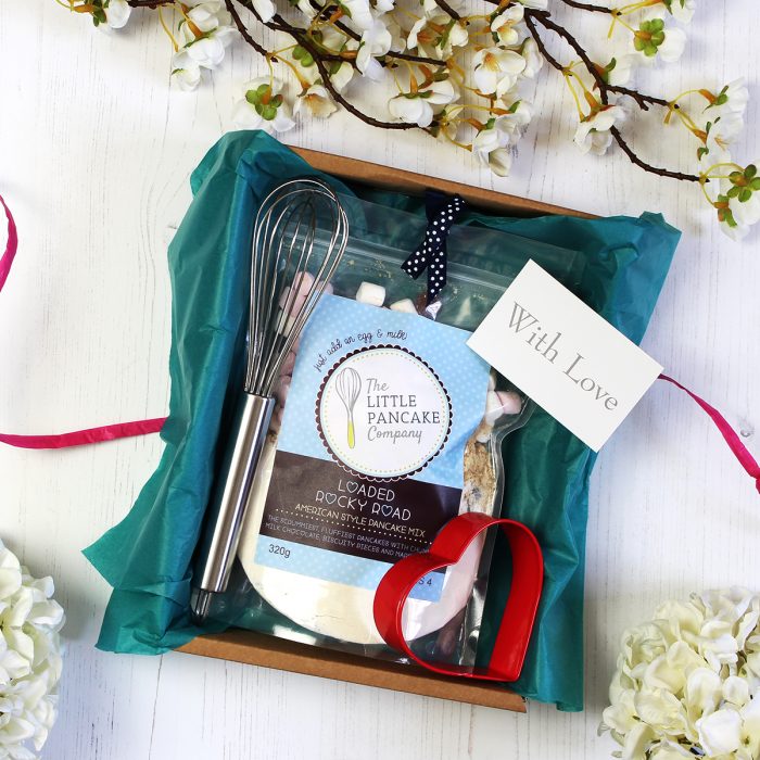 Gourmet Pancake Mix, Whisk and Heart Cutter Gift Box