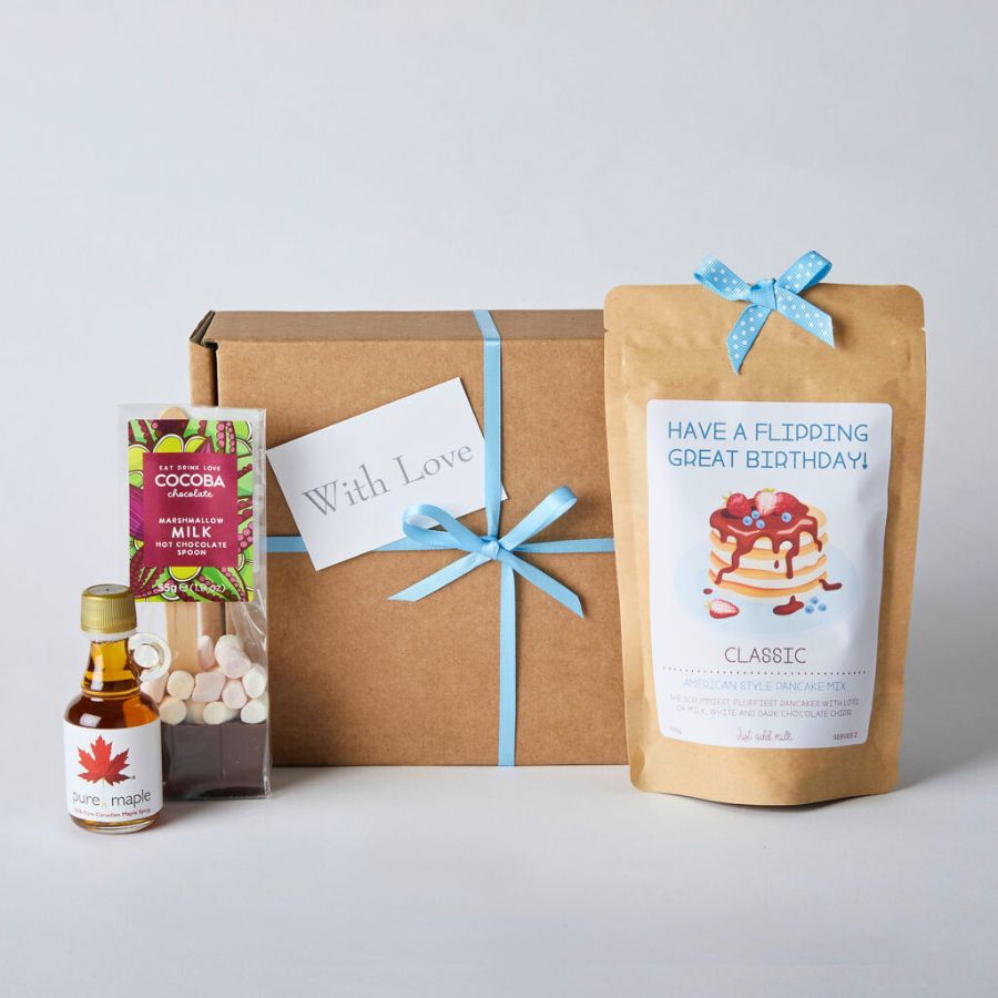 Personalised Mini Breakfast in Bed Pancake Gift Set with Pancake Mix, Hot Chocolate Spoon and Maple Syrup - Image 2