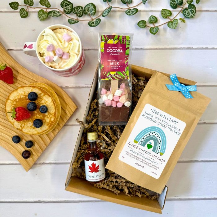 Teacher Mini Breakfast in Bed Pancake Gift Set with Pancake Mix, Hot Chocolate Spoon and Maple Syrup
