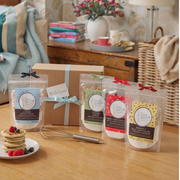 Pancake Lovers Gift Hamper – 4 Gourmet Pancake Mixes and a Whisk