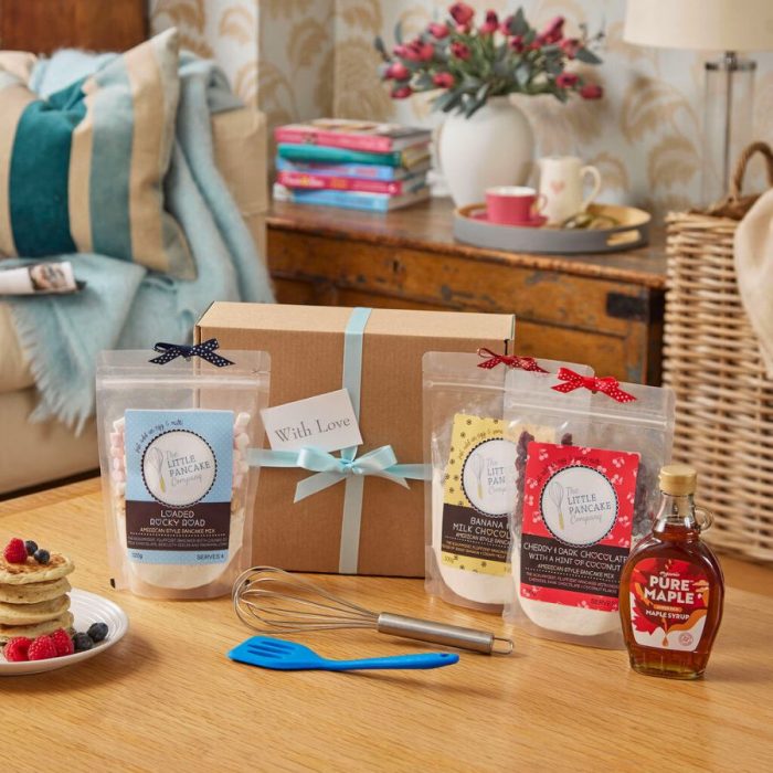 Ultimate Pancake Lovers’ Gift Hamper – 3 Pancake Mixes, Whisk, Pancake Turner and Maple Syrup