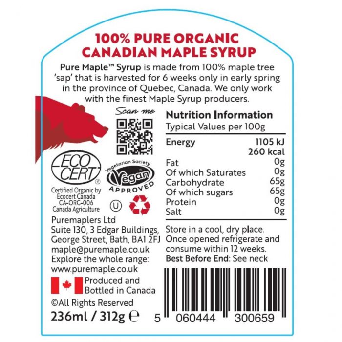 Organic Canadian Pure Maple Syrup - 236ml